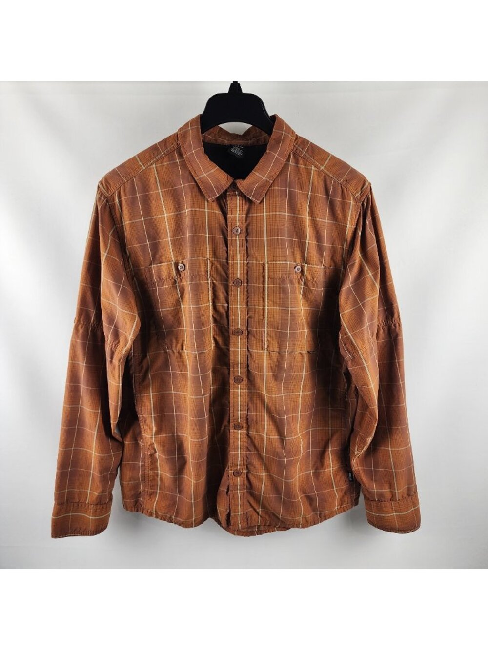 REI Coop Shirt Mens Large Brown Plaid Vented Sahara L/S Button Up
